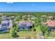 Aerial view of a luxury home with a screened pool in a beautiful, wooded community at 7643 Haddington Cv, Bradenton, FL 34202