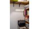 Walk-in closet featuring wooden shelving units and a clothing rack filled with items at 11702 Tetrafin Dr, Riverview, FL 33579