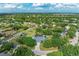 Beautiful aerial view of a home surrounded by trees, with a driveway and a screened pool in the backyard at 13615 4Th Ne Ave, Bradenton, FL 34212