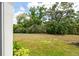 View of backyard landscaping and foliage from the side of the home at 1800 Little Bird Ct, Sarasota, FL 34235