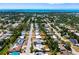 Wide aerial shot showcases the neighborhood with well-maintained homes and lush landscaping, offering a serene setting at 2311 Sunnyside Pl, Sarasota, FL 34239