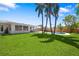 Expansive backyard with lush green lawn, mature trees, and a sparkling pool perfect for relaxation at 2311 Sunnyside Pl, Sarasota, FL 34239