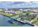 Aerial shot of the property featuring a pool and covered boat dock at 4911 Commonwealth Rd, Palmetto, FL 34221