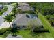 Aerial view of a home with a screened-in pool in a well-maintained neighborhood with lush greenery and nearby ponds at 5603 90Th Avenue E Cir, Parrish, FL 34219