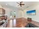 Hardwood floors and french doors add style to this versatile bonus room at 7913 Osprey Hammock Ct, Sarasota, FL 34240