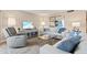 Inviting living room with neutral tones, modern furniture, and a large decorative painting at 1050 Longboat Club Road # 903, Longboat Key, FL 34228