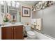 Cozy bathroom featuring a modern vanity and tropical-themed decor at 3790 Pinebrook Cir # 408, Bradenton, FL 34209