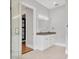 Bathroom boasts a double sink vanity and sleek glass-enclosed shower with modern design at 4112 Swift Rd, Sarasota, FL 34231