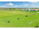 Expansive golf course with players enjoying a sunny day, bordered by well-maintained landscaping and waterways at 5810 Brandon Run, Bradenton, FL 34211