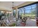Expansive screened-in patio features brick pavers, comfortable seating, and tranquil outdoor views at 6642 Oakland Hills Dr, Lakewood Ranch, FL 34202