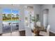 Bright dining area with unique table and view of pool at 8223 Snowy Egret Pl, Bradenton, FL 34202