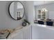 Stylish dining room featuring modern decor and a view from the hallway at 8223 Snowy Egret Pl, Bradenton, FL 34202