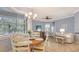 Light-filled living area with views of the pool boasts a round table and casual seating arrangement at 13130 50Th E Ct, Parrish, FL 34219
