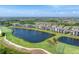 Scenic aerial view of condos overlooking a lush golf course and a serene lake on a sunny day at 17704 Gawthrop Dr # 102, Bradenton, FL 34211