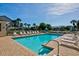 Community pool surrounded by lounge chairs and palm trees with sunny blue sky backdrop at 208 Silver Lake Dr # 101, Venice, FL 34292