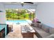 Covered patio with a pool and seating areas; great for entertaining and relaxing at 4509 95Th E Ter, Parrish, FL 34219