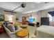Spacious garage conversion offers a comfortable living area with furniture, TV, and cozy decor at 4673 Lummus St, North Port, FL 34286