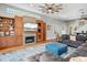 Comfortable living room with fireplace and modern furnishings at 4964 Commonwealth Dr, Sarasota, FL 34242