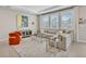 Comfortable and stylish living room with large windows and modern decor at 5715 Woodland Sage Dr, Sarasota, FL 34238