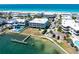 Breathtaking aerial view of a beachfront property with private docks, a pool, and stunning ocean scenery at 901 Gulf S Dr # 14, Bradenton Beach, FL 34217