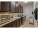Well-equipped laundry room features stainless steel appliances, sink, and wine cooler at 12740 Del Corso Loop, Lakewood Ranch, FL 34211