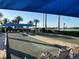 Bocce ball courts feature shaded seating, lush landscaping, and picturesque views of the surrounding community at 13724 Quinta St, Venice, FL 34293