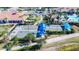 High angle view of the bocce ball courts showing the lush landscaping and shade canopies at 13724 Quinta St, Venice, FL 34293