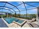 Screened-in pool and jacuzzi with clear blue skies and a view of neighboring homes at 15719 Barefoot Beach Dr, Lakewood Ranch, FL 34211