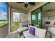 Cozy balcony featuring cushioned seating, perfect for enjoying golf course views at 18114 Gawthrop Dr # 306, Bradenton, FL 34211