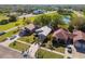 Aerial view of homes with well-maintained lawns, lush trees, near ponds and roadways. Great location at 206 Bedford St, Oldsmar, FL 34677