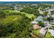 Aerial view of homes nestled among lush trees, golf courses, and serene lakes, providing picturesque scenery at 355 Melrose Ct, Venice, FL 34292