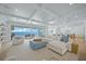 Bright and airy living room with ocean views, modern decor, and stylish furniture at 619 Key Royale Dr, Holmes Beach, FL 34217
