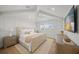 Serene bedroom with a vaulted ceiling, a neutral color palette, and plush bedding at 619 Key Royale Dr, Holmes Beach, FL 34217