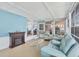 Charming sunroom with comfortable seating, fireplace, and large windows providing ample natural light at 10315 Cortez W Rd # 24H, Bradenton, FL 34210