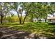Spacious backyard featuring mature trees providing plenty of shade on a sunny day at 12224 Garden Lake Cir, Odessa, FL 33556