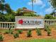 Elegant Southbay Yacht & Racquet Club community sign surrounded by manicured landscaping at 142 Dory Ln, Osprey, FL 34229