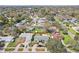 Neighborhood aerial view showcasing a single-story home with an expansive tree-lined community at 1440 S Keene Rd, Clearwater, FL 33756