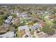 Neighborhood aerial shot shows the location of the home in relation to other houses and the street layout at 1440 S Keene Rd, Clearwater, FL 33756