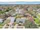 Wide aerial view showcases the location of the property amidst lush, mature trees within the neighborhood at 1440 S Keene Rd, Clearwater, FL 33756