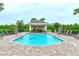 Inviting community pool with ample lounge seating and a covered gazebo at 18028 Gawthrop Dr # 406, Bradenton, FL 34211
