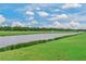Scenic golf course view with a tranquil lake and lush green landscape under a partly cloudy sky at 18028 Gawthrop Dr # 406, Bradenton, FL 34211