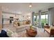 Inviting living area with a modern kitchen view, comfortable sofa, and balcony access for outdoor enjoyment at 18028 Gawthrop Dr # 406, Bradenton, FL 34211