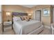 Bedroom featuring lamps on either side of the bed, and modern neutral furniture at 3621 North Point Rd # 603, Osprey, FL 34229