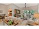 Inviting living room with comfortable seating and view of lanai at 3954 Wilshire Cir # 165, Sarasota, FL 34238