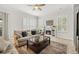 Cozy living room with neutral tones, fireplace, plantation shutters, and comfortable furniture at 5907 90Th Avenue E Cir, Parrish, FL 34219