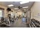 Well-equipped exercise room featuring modern machines, weights, a ceiling fan, and a TV at 736 Rosemary Cir, Bradenton, FL 34212