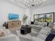 Bright living room with comfortable seating, modern decor, and sliding glass doors with outdoor views at 7765 Grande Shores Dr, Sarasota, FL 34240