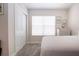 Bedroom with carpet, bright windows with blinds, closet, and neutral decor and artwork at 8232 Reefbay Cv, Parrish, FL 34219