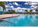 Resort-style pool with ample space, palm trees, and cabanas, perfect for relaxation and recreation at 8232 Reefbay Cv, Parrish, FL 34219