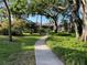 Serene walkway meandering through lush green landscaping and mature trees, offering a peaceful and inviting atmosphere at 900 La Costa Cir # 4, Sarasota, FL 34237